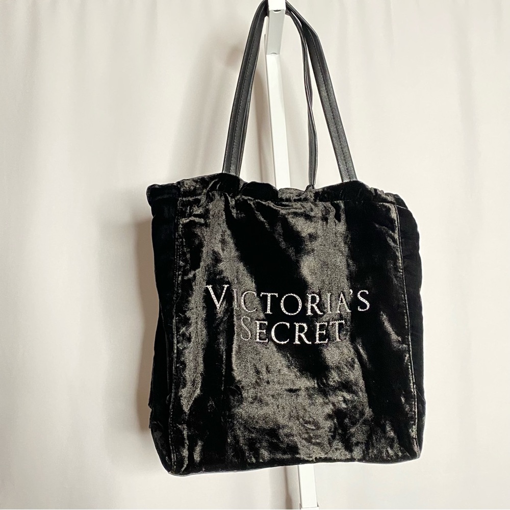 Victoria's Secret Black Velvet Tote Bag NWT